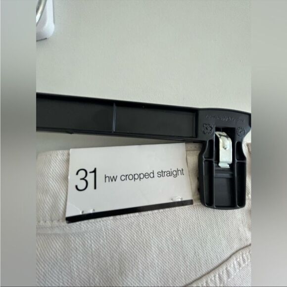 7 For All Mankind New High Waist Straight Leg Raw Hem Jeans White Size 31 - Picture 7 of 12